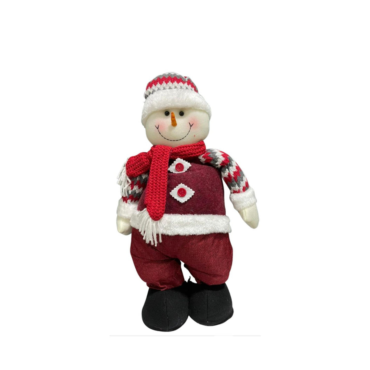 Boneco de Neve com Gorro Vermelho e Branco 92 cm