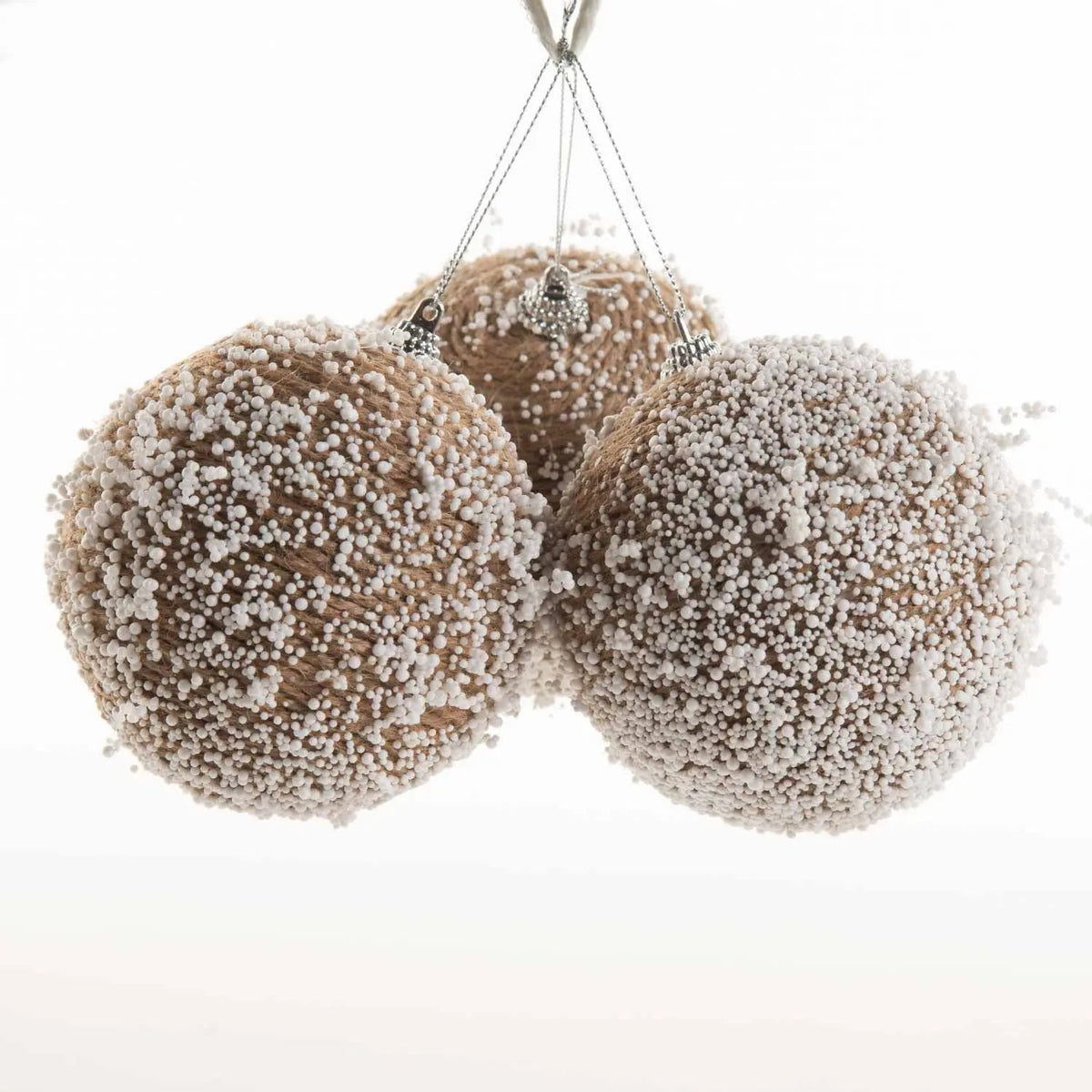 Conjunto de 3 Bolas de Natal - Natural - Branco 10 cm