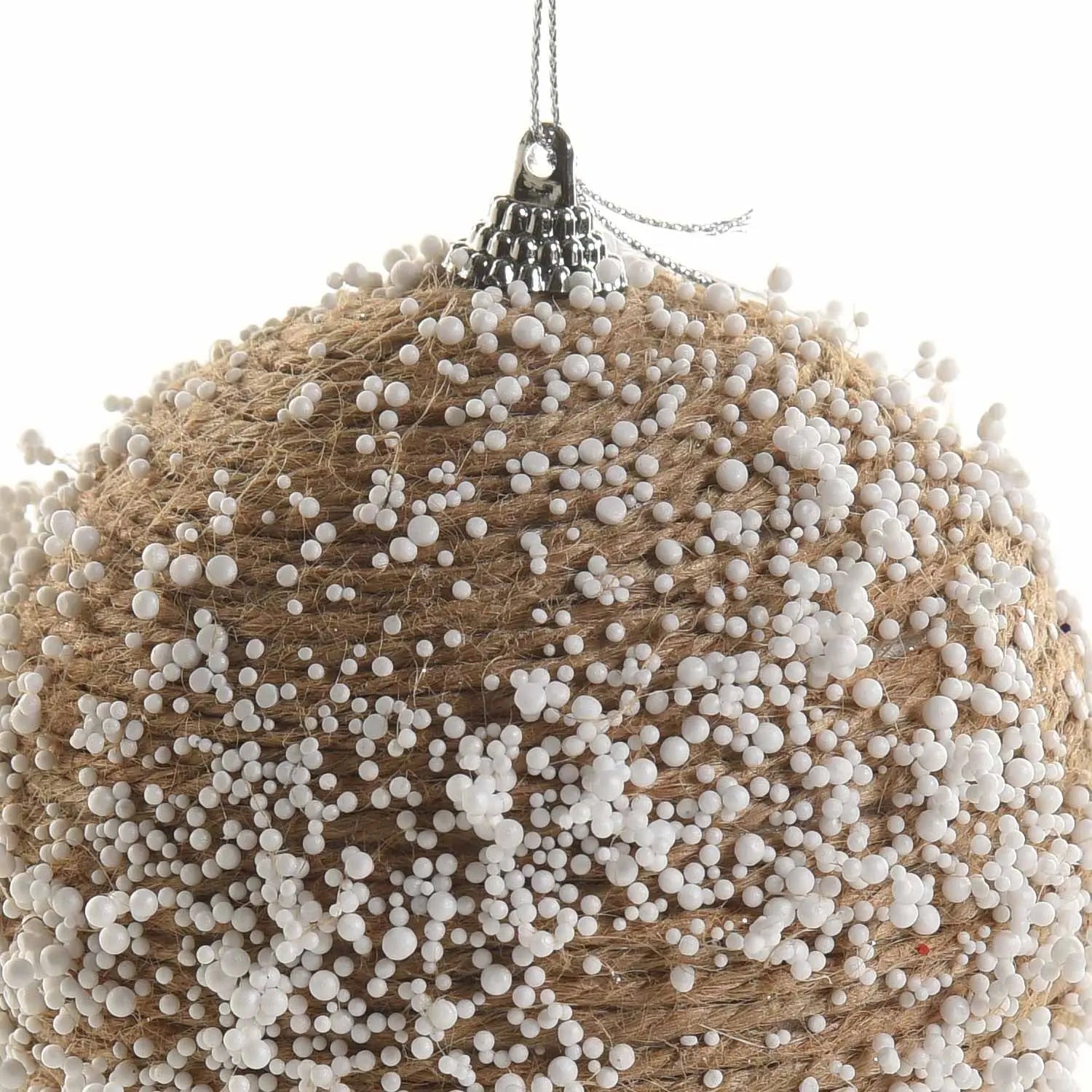 Conjunto de 3 Bolas de Natal - Natural - Branco 10 cm