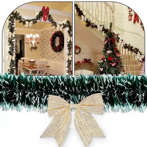 Kit 10 Festão Natal Verde Nevado 2m x 9cm Decoração Arvore De Natal Fosco