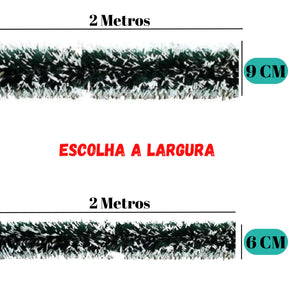 Kit 10 Festão Natal Verde Nevado 2m x 9cm Decoração Arvore De Natal Fosco